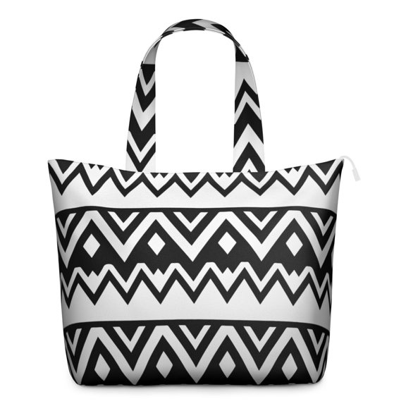 Tribal Ethnic Retro Travel Tote, Lightweight Weekender Bag with Secure Zipper Closure & Large Capacity, Vintage Fashion for Women