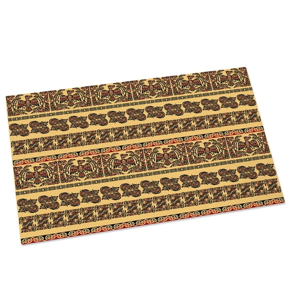 Tribal Ethnic Style Door Mat 16x24 Inch Bird Geometric Boho Yellow Gold Rustic Entryway Rug with Non-Slip Rubber, Front Door Mat Indoor Floor Mats for Living Room Bathroom Bedroom Home Office