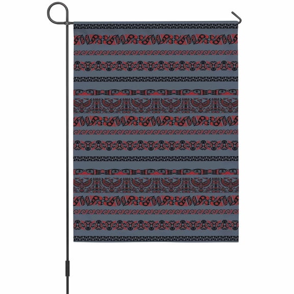 Tribal Ethnic Style Garden Flag 12 x 18 Inches, Bird Geometric Boho Navy Blue Black Rustic Weather Proof Outdoor Patio Flags Double Sided Small Garden Decoration for Yard Outside Home
