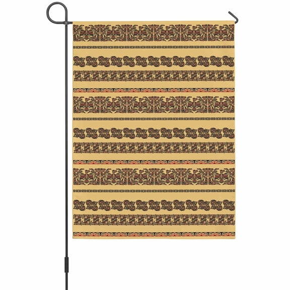 Tribal Ethnic Style Garden Flag 12 x 18 Inches, Bird Geometric Boho Yellow Gold Rustic Weather Proof Outdoor Patio Flags Double Sided Small Garden Decoration for Yard Outside Home