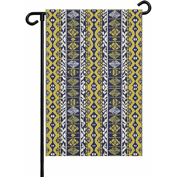 Tribal Ethnic Yellow Pattern Garden Flags 12x18 Inch Double Sided Welcome Yard Flags for Outdoor Decor Abstract Geometric Art Yard Outside Seasonal Decoration