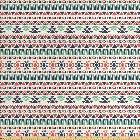 Ambesonne Tribal Fabric by the Yard Upholstery, Native Art, 3 Yards, Night Blue Sea Green
