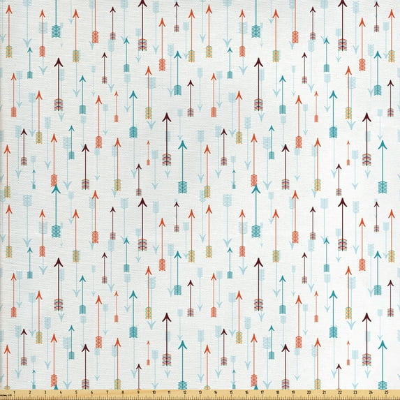 Tribal Fabric by the Yard, Colorful Vertical Direction Showing Items Historic Old Time Hipster Elements, Decorative Upholstery Fabric for Sofas and Home Accents, Multicolor by Ambesonne