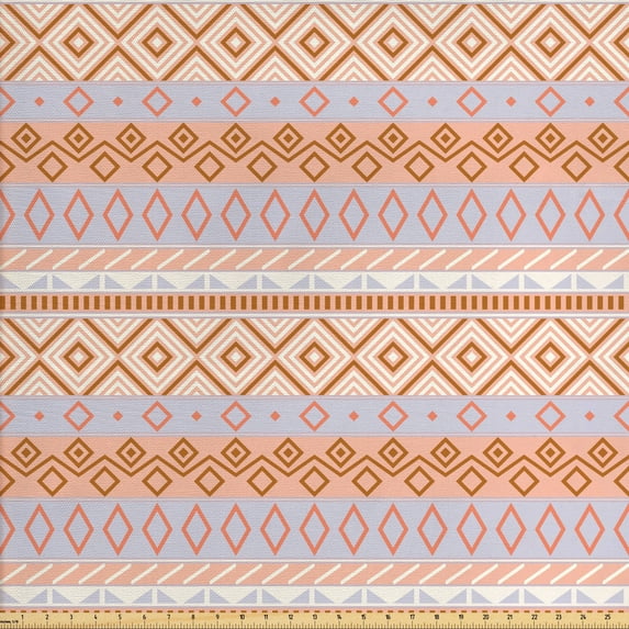 Ambesonne Tribal Fabric by the Yard Upholstery, Rhombus, 10 Yards, Multicolor