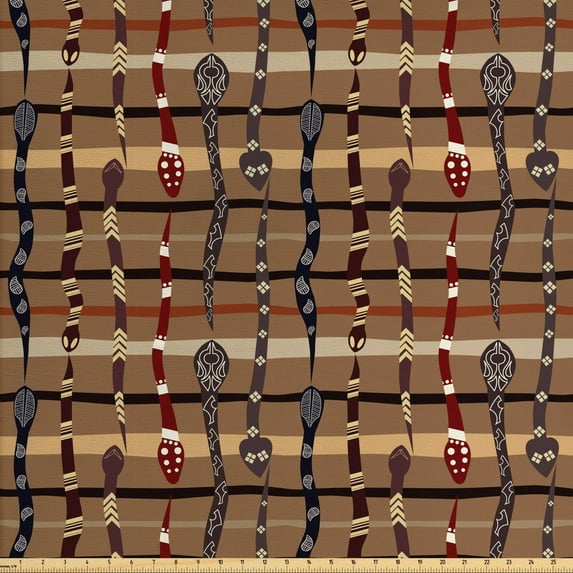 Ambesonne Tribal Fabric by the Yard Upholstery, Funky, 2 Yards, Multicolor