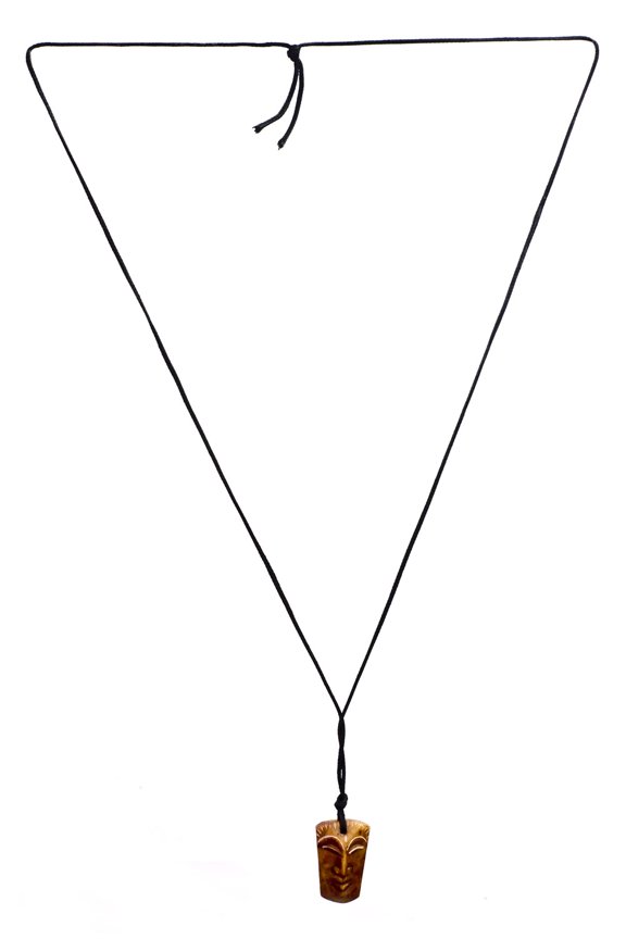 Tribal Face Pendant with Cord Necklace (Carved Stone from Mahabalipuram)