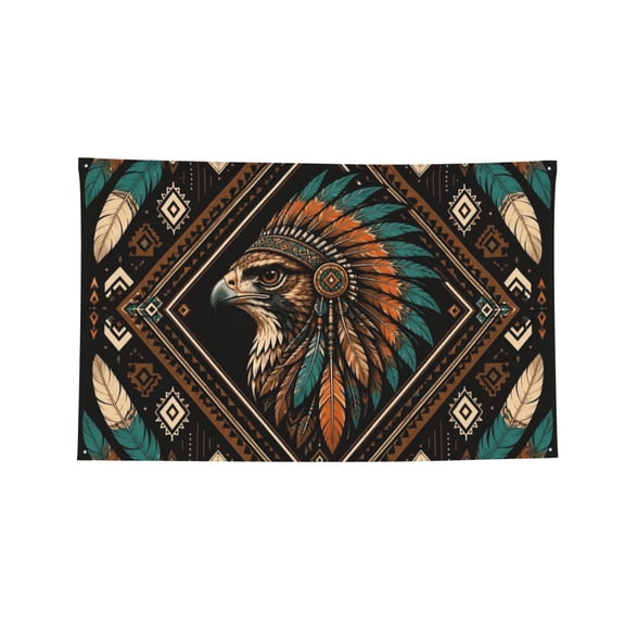 Tribal Falcon Geometric Decor Four Hole Decorated Banner Flag for Garden Yard Home Decoration Indoor Outdoor 2x3 Ft