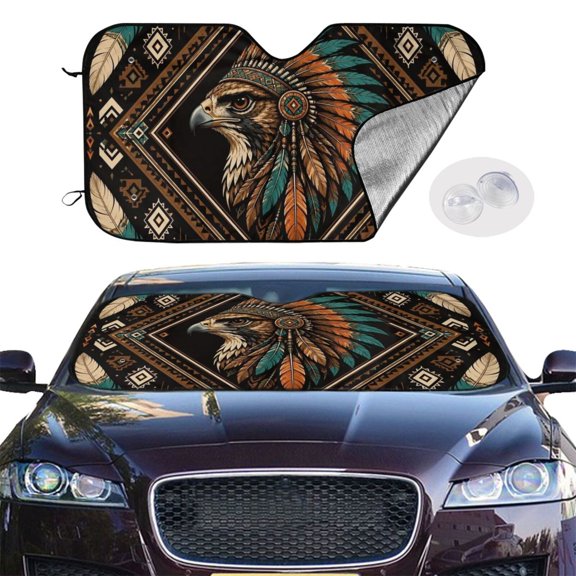 Tribal Falcon Geometric Decor Windshield Sunshade Sun Shade Front Window Car Sun Visor Protector for Truck SUV Blocks UV Ray,S