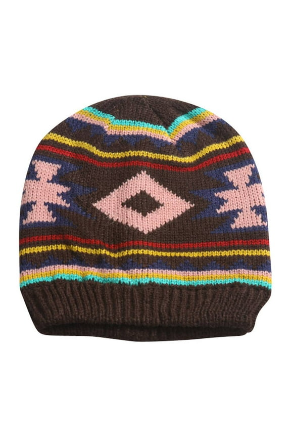 Tribal Fashion Design Beanie Cap - Brown