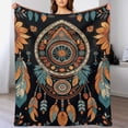 thumbnail image 1 of Tribal Feather Boho Throw Blanket for All Season,Nature Retro Print Throw Blanket Super Soft Lightweight Warm Plush Blankets for Sofa Bed Couch Bedroom Home Décor 30"x40", 1 of 7