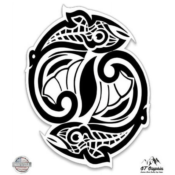 Tribal Fish - 5" Vinyl Sticker - For Car Laptop I-Pad - Waterproof Decal