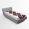 thumbnail image 1 of Ambesonne Tribal Fitted Sheet, Zig Zag Aztec Motif, Twin Size, Vermilion and White, 1 of 2