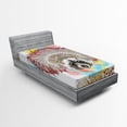 thumbnail image 1 of Tribal Fitted Sheet, Raccoon in Primitive Feathers Boho Hippie Wild Print, Soft Decorative Fabric Bedding, Twin Size, Multicolor, by Ambesonne, 1 of 2