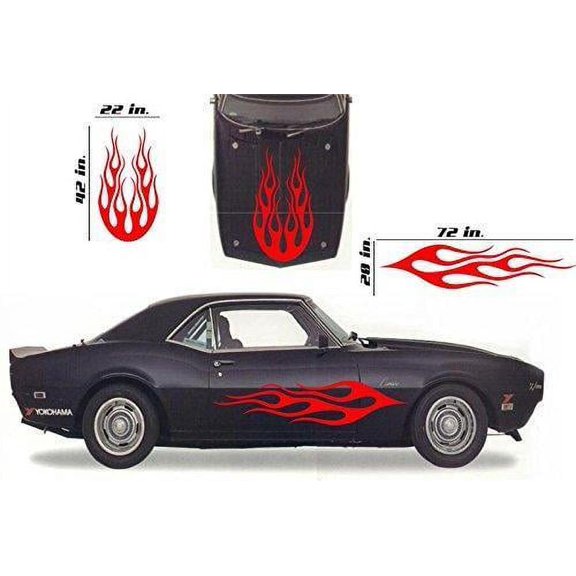 Tribal Flame Car Decals Hood Decal Side Set Vinyl Sticker Auto Kit HF057
