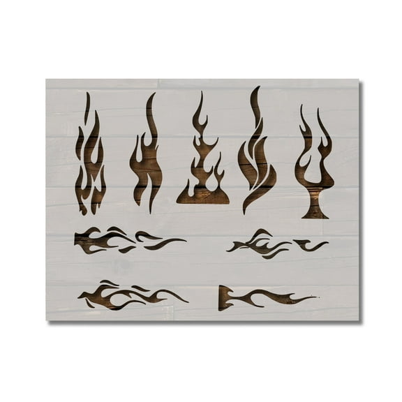 Tribal Flame Fire Pin Stripe Stencil Template Reusable 8.5 x 11 for Painting on Walls, Wood, Etc. By Stencilville