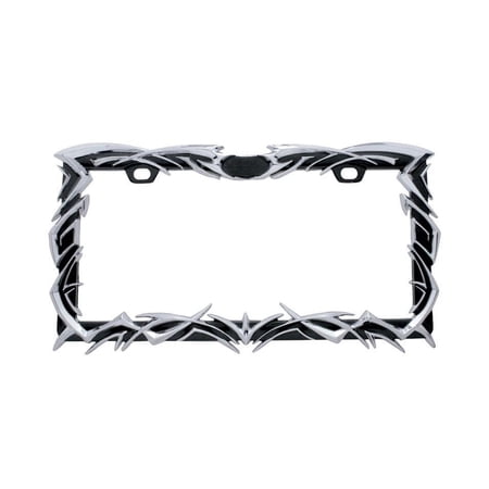 Tribal Flame License Plate Freame - Black/Chrome