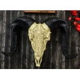 thumbnail image 1 of Tribal Floral Vines Tooled Filigree Corsican Ram Cow Skull Wall Decor Plaque 11", 1 of 9