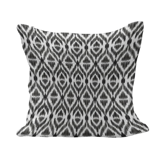 Tribal Fluffy Throw Pillow Cushion Cover, Abstract Sketchy Like Rectangulars Composed with Stripes and Circles Design, Decorative Square Accent Pillow Case, 36" x 36", Black and White, by Ambesonne