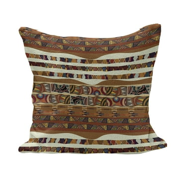 Tribal Fluffy Throw Pillow Cushion Cover, Traditional Folk Cultural Featured Trippy Boho Abstract Design, Decorative Square Accent Pillow Case, 18" x 18", Multicolor, by Ambesonne