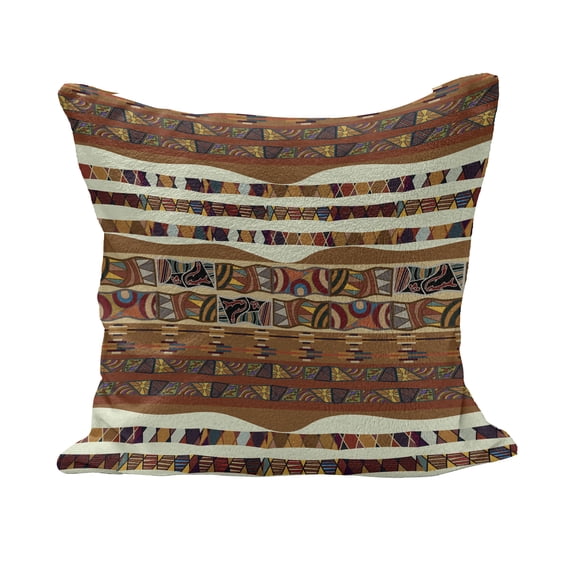 Tribal Fluffy Throw Pillow Cushion Cover, Traditional Folk Cultural Featured Trippy Boho Abstract Design, Decorative Square Accent Pillow Case, 28" x 28", Multicolor, by Ambesonne