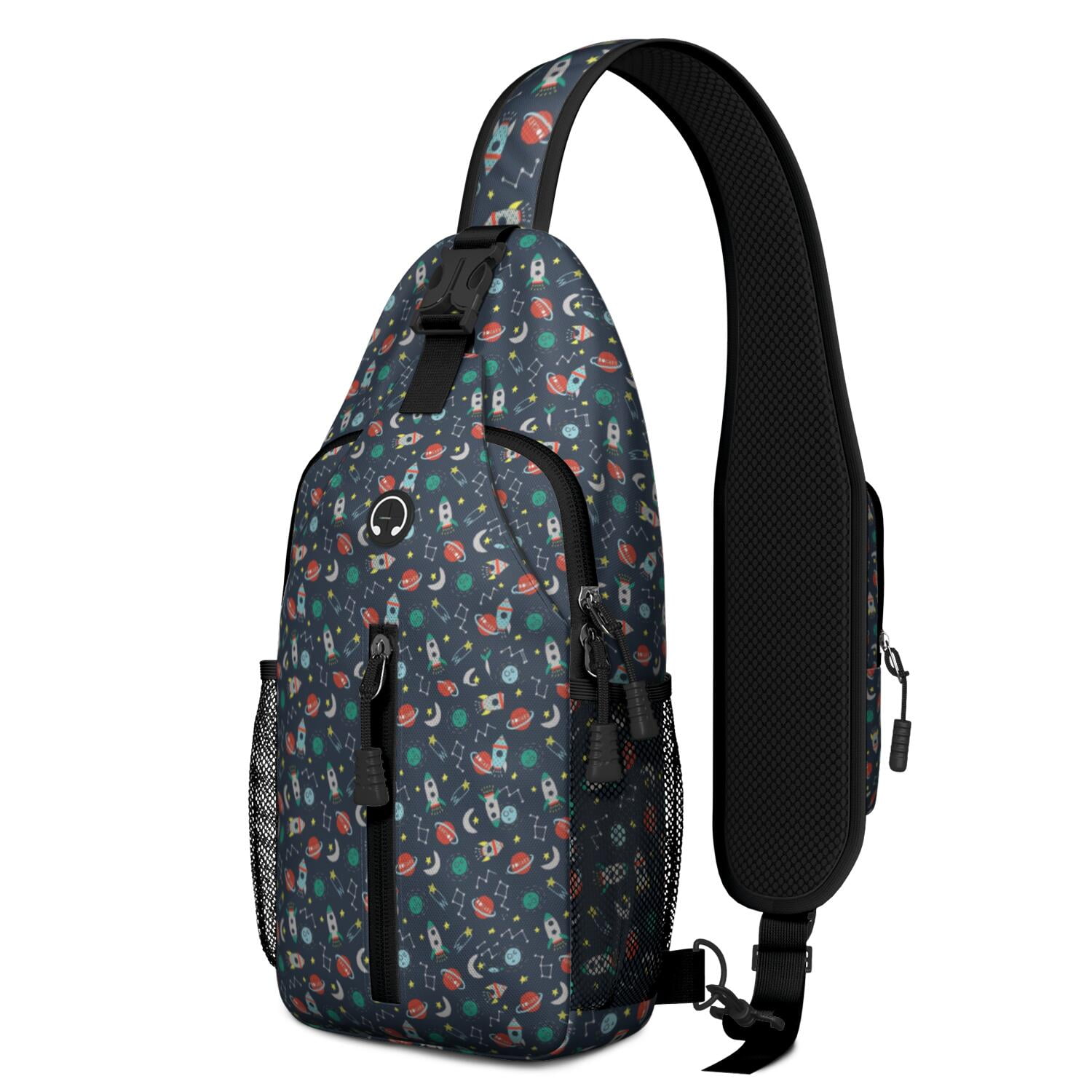 Tribal Folk Style Ethnic Vintage Sling Backpack for Women Men – Outdoor-ready, Breathable padded back, Secure zipper pockets – Boho Earthy Vintage Design for Travel, Hiking, Outdoor