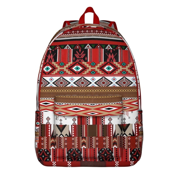 Tribal Folk Style Laptop Backpack, Waterproof and Spacious Bag for School, Travel, or Daily Commute with Ethnic Pattern