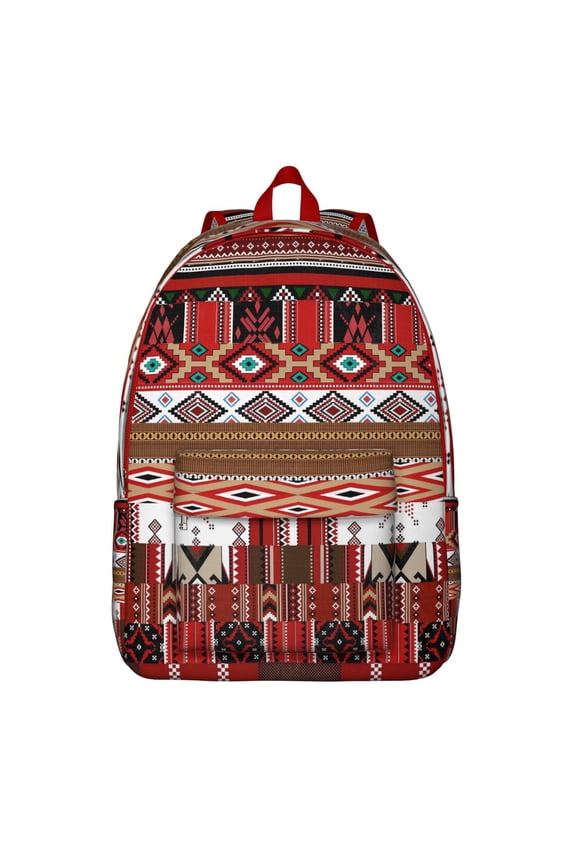 Tribal Folk Style Laptop Backpack, Waterproof and Spacious Bag for School, Travel, or Daily Commute with Ethnic Pattern