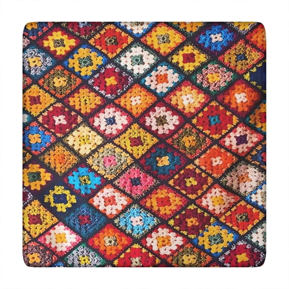 Tribal Folk Style Square Tablecloth - Elastic Edged, Wrinkle-Free & Reusable, Stylish Boho Patterns for Picnics, Garden Parties, Dinning (34x34 Inches)