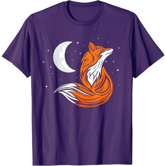 Tribal Fox Camper Zookeeper Wildlife Animal Lover Unisex T-Shirt for Men Women Kids,Purple Color,Size 4XL