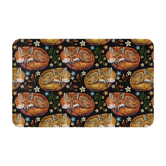 Tribal Fox Flowers Door Mat for Indoor, Welcome Door Mats Front Entrance Rug, Non-Slip Bathroom kitchen Rugs for Inside Floor, Small Rug Dog Door Mat 20X31.5 Inch