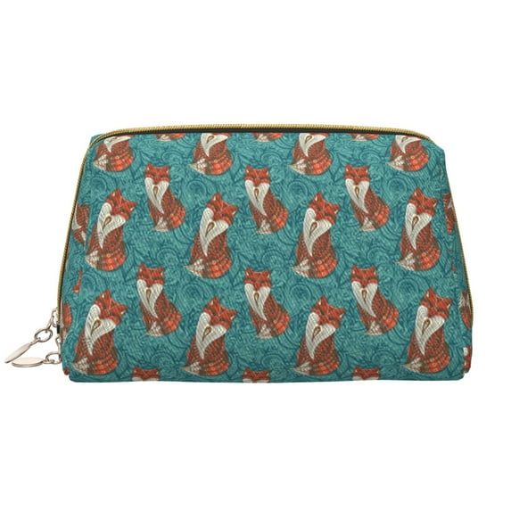 Tribal Fox Makeup Bag, Large Capacity Travel Cosmetic Bag for Women Girls- Travel Toiletry Bag Leather Portable Waterproof Makeup Case Organizer with Handle