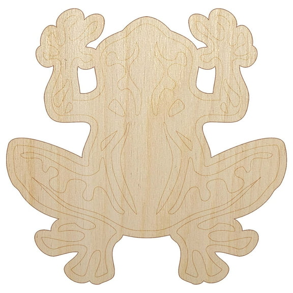 Tribal Frog Wood Shape Unfinished Piece Cutout Craft DIY Projects - 6.25 Inch Size - 1/4 Inch Thick