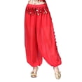 thumbnail image 1 of Tribal Fusion Fashion Belly Dance Class Attire Harem Pants Clothing Red, 1 of 3