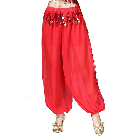 Tribal Fusion Fashion Belly Dance Class Attire Harem Pants Clothing Red
