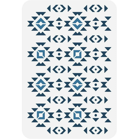 Tribal Geometric Stencil 11.7x8.3 inch Southwest Boho Borders Plastic PET Craft Stencil for DIY Scrapbook Wall Furniture Cabinets for DIY