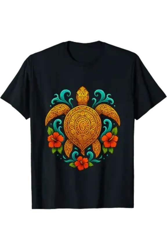 Tribal Hawaiian Sea Turtle – Tropical Polynesian Honu Art T-Shirt
