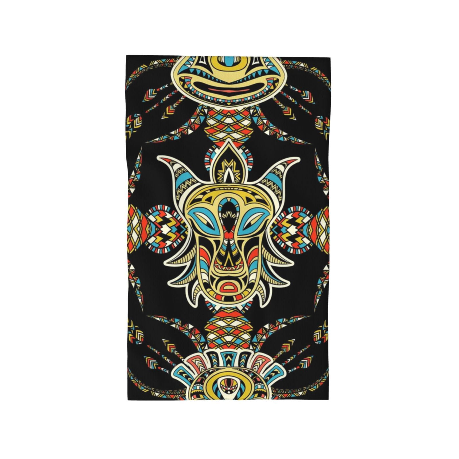 Tribal Head Geometric Ethnic 27.5" x 16" Ultra Soft Hand Towel, Face Wash Cloth for Bathroom, Gym, Travel, Pool