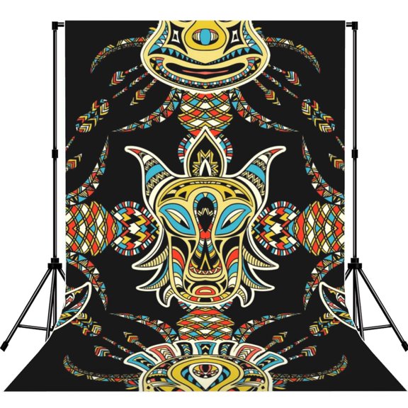 Tribal Head Geometric Ethnic Photography Backdrop 5x7Ft Background for Photo Studio Video Recording Birthday Party Wedding Home Decor