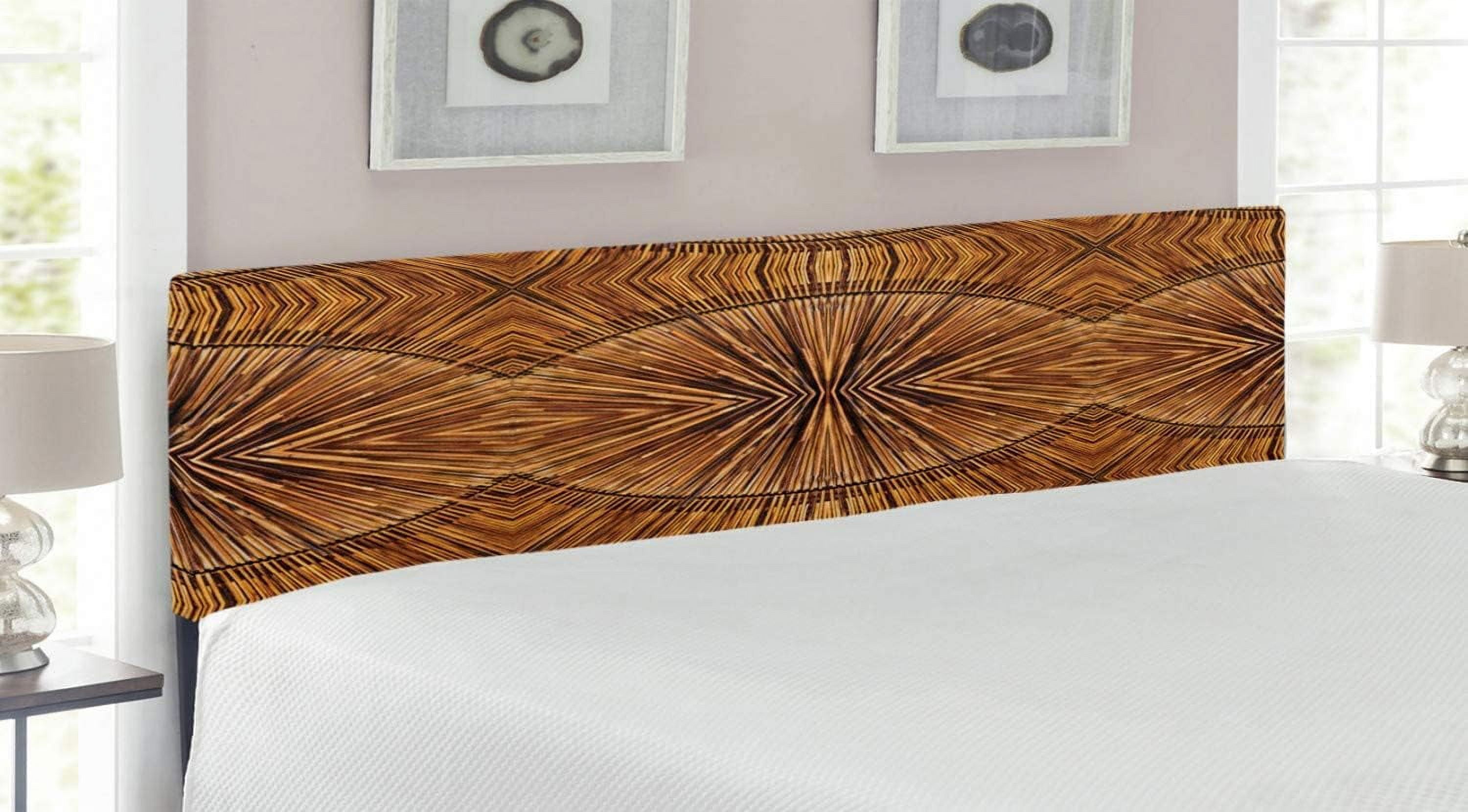 Tribal Headboard, Boho Pattern Prehistoric Jagged Wooden Style Trippy