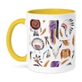 thumbnail image 1 of Tribal Headdress, Cow Skulls And Tools Pattern, 15oz Two-Tone Yellow Mug, 1 of 7