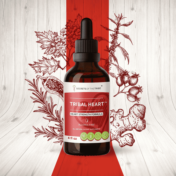 Secrets Of The Tribe Tribal Heart Blend Tincture Dietary Supplement, Natural Extract, Made from Ancho Pepper, Ginger, Hawthorn Berry, Rosemary, Motherwort 4 oz