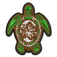 thumbnail image 1 of Tribal Hibiscus Sea Turtle Applique Multi-Color Embroidered Iron-On Patch - 2.5 Inch Small, 1 of 5