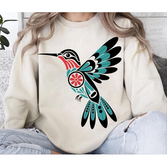 Tribal Hummingbird , Native Art Sublimation Design TSHIRT All Size S-5XL