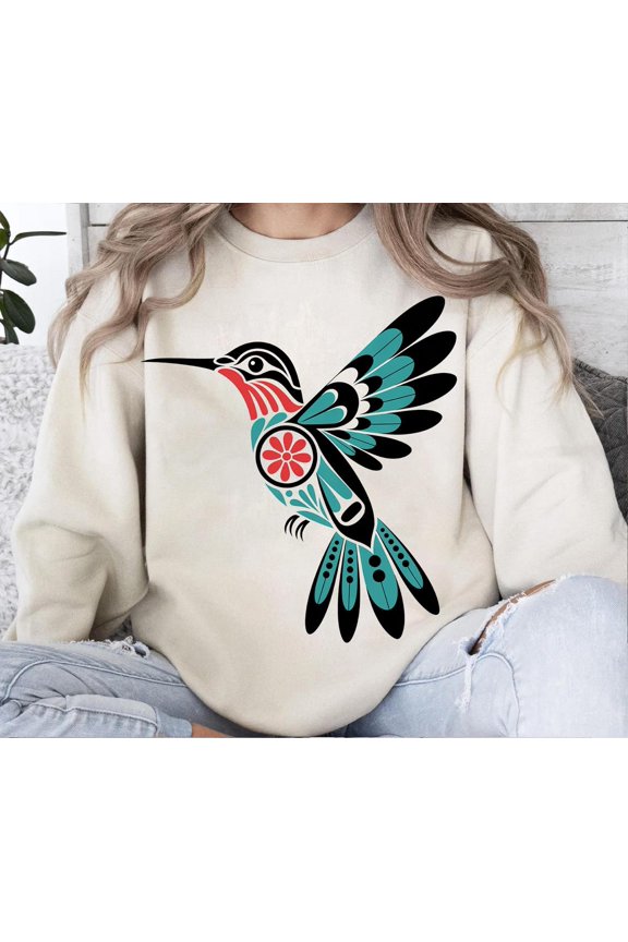 Tribal Hummingbird , Native Art Sublimation Design TSHIRT All Size S-5XL