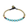 thumbnail image 1 of Tribal Inspired Round Reconstructed Turquoise & Brass Beads Toggle Bracelet, 1 of 3