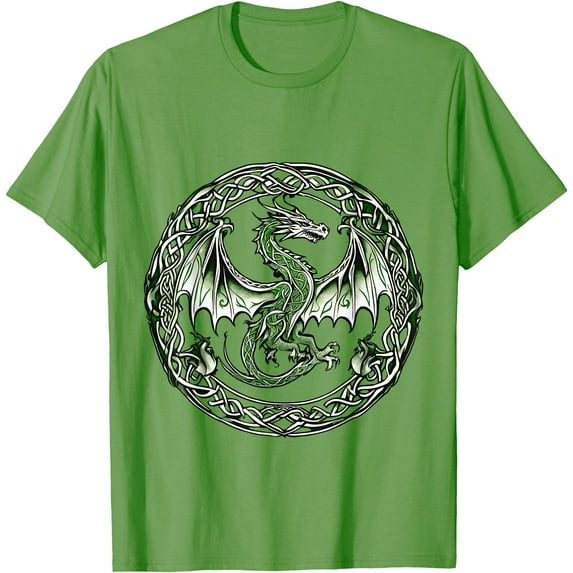 Tribal Irish Celtic Knot Fantasy Dragon Unisex T-Shirt for Men Women Kids Toddler,Lime Color,Size 2XL