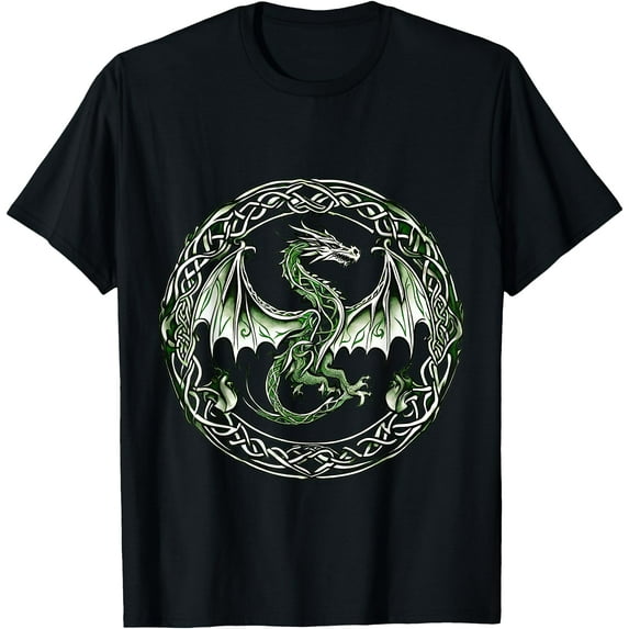 Tribal Irish Celtic Knot Fantasy Dragon Unisex T-Shirt for Men Women Kids Toddler