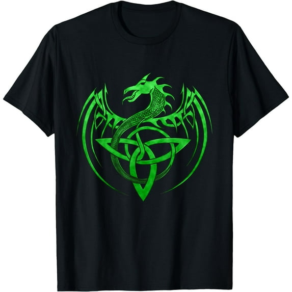 Tribal Irish Green Celtic Knot Fantasy Celtic Dragon Unisex T-Shirt for Men Women Kids Toddler
