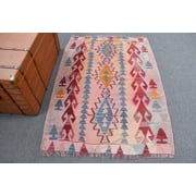 Tribal Kilim, 3.6x5 ft Accent Kilim, Rugs For Entry, Orange Kilim, Vintage Kilim, Turkish Kilim, Rugs Kilim, Nursery Kilim