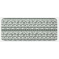 thumbnail image 1 of Tribal Kitchen Mat, Pattern with Prehistoric Geometric Forms Triangles Background, Plush Decorative Kitchen Mat with Non Slip Backing, 47" X 19", Hunter Green White, by Ambesonne, 1 of 1